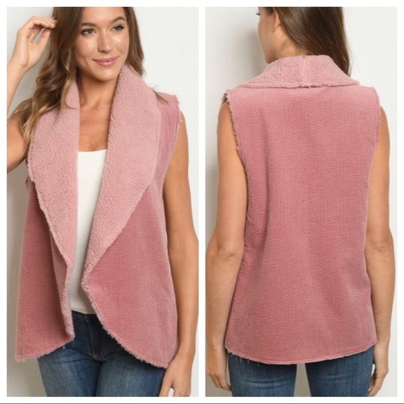 Mauve Color Sherpa & Corduroy Vest - Picture 9 of 9